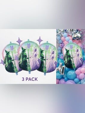 Wicked Balloon 3 Pack‎ Glinda Elphaba Supershape Foil Balloons Party Decor NEW